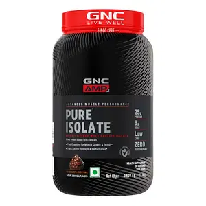 GNC AMP Pure Isolate Low Carb | Boosts Athletic Performance | Builds Lean Muscles | Speeds Up Recovery | Increases Strength | USA Formulated | 25g Protein | 6g BCAA | Chocolate Frosting