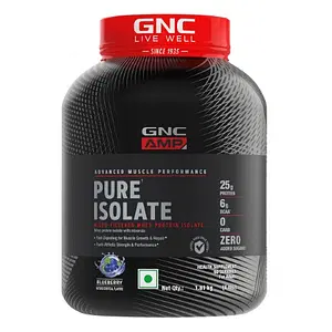GNC AMP Pure Isolate Zero Carb | Boosts Athletic Performance | Builds Lean Muscles | Speeds Up Recovery | Increases Strength | USA Formulated | 25g Protein | 6g BCAA | Blueberry | 4 lbs