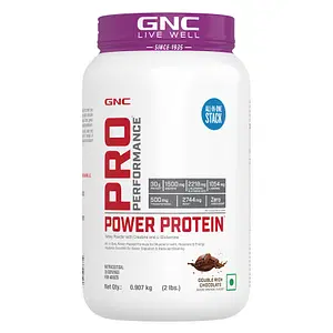 GNC Pro Performance Power Protein Full Protein Stack | Increases Muscle Mass | Boosts Endurance | 30g Protein | 2.2g L-Glutamine | 1.5g Creatine | Double Rich Chocolate