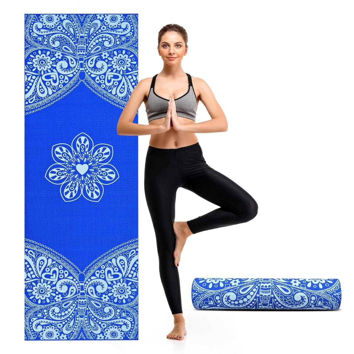 Printed Yoga Mat For Women by SLOVIC | Exercise Mat for Home | Yoga Mat for Men || ANTI SLIP || Yoga Mat & Gym Mat | Workout Mat For Kids | Gym Mats for Indoor Excercise | PVC Blue Yoga Mat 6mm Thick