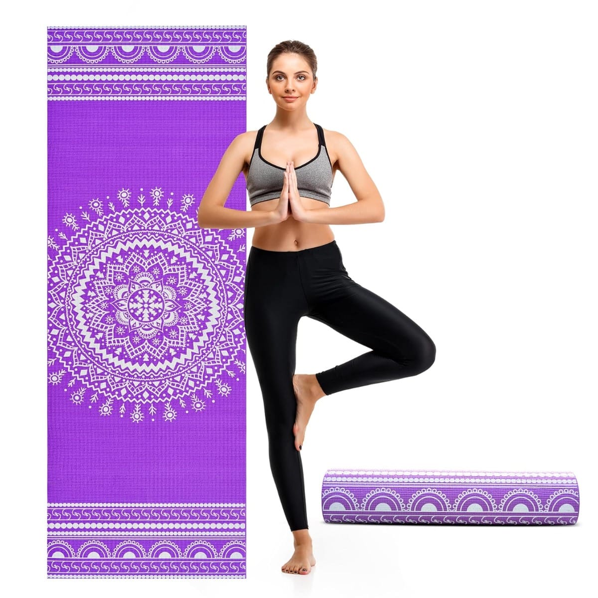Printed Yoga Mat for Women by SLOVIC | Exercise Mat for Home | Yoga Mat for Men || ANTI SLIP || Yoga Mat & Gym Mat | Workout Mat For Kids | Gym Mats for Indoor Excercise | PVC Purple Yoga Mat 6mm Thick