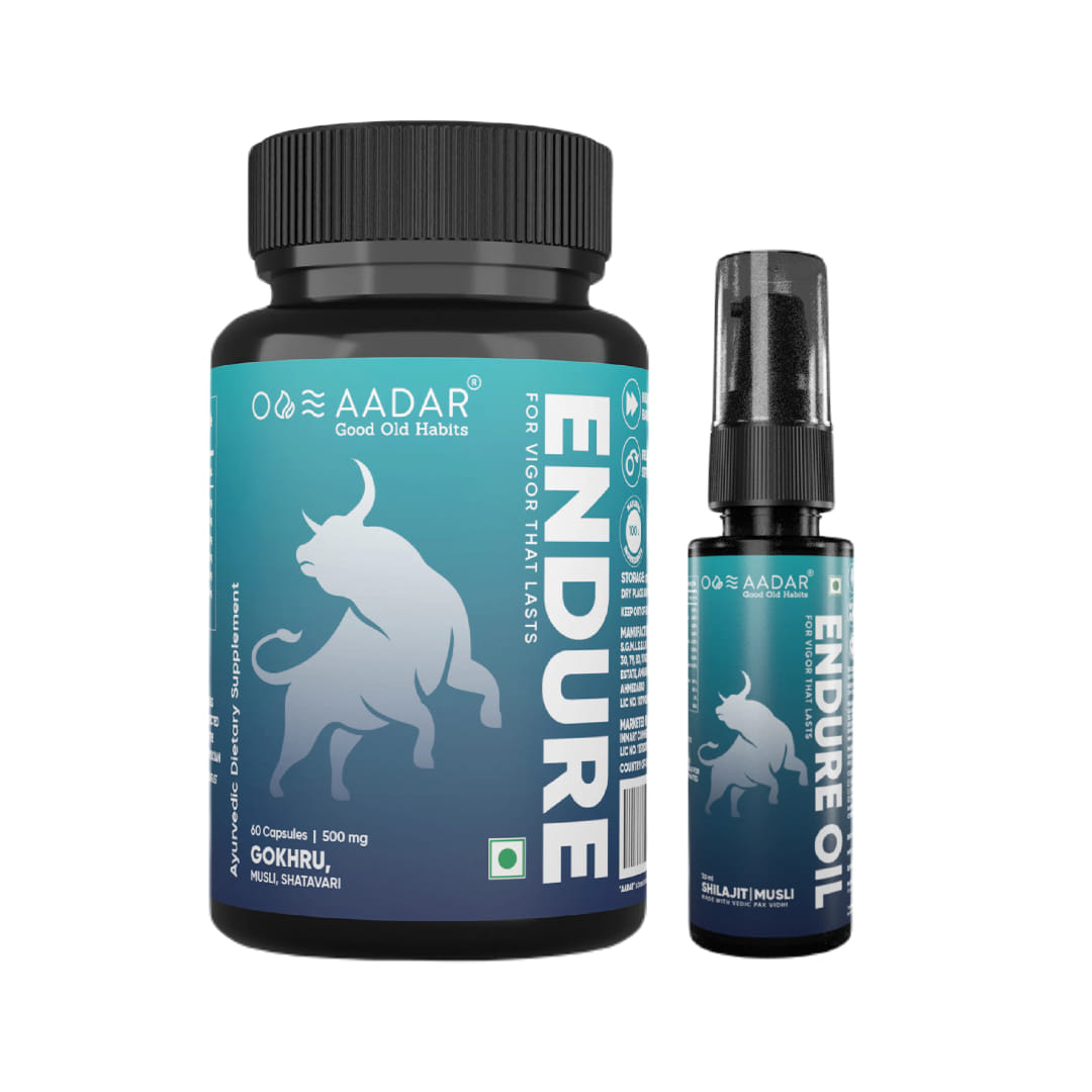 AADAR EN-DURE Capsule | Improves Energy, Immunity, Specially formulated for Men | Contains 10+ Ayurvedic herbs including Shilajit, Gokhru and Musli (60 Capsules) Pack of 2