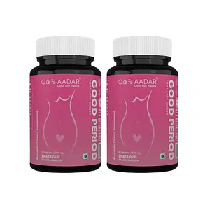 AADAR Good Period Ayurvedic Support to Hormone Balance, Pcod, Pcos, Period Pain, Period Cramps Relief & Mood Swings Shatavari, Ashoka, Turmeric for Women’s Health 60 capsules (Pack of 2)