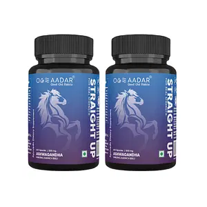 AADAR Straight Up Capsule | Real Strength, Energy, Performance Booster for Men | Ayurvedic, Natural Herbs | Ashwagandha, Ginseng, Kaunch (60 capsules) (Pack of 2)