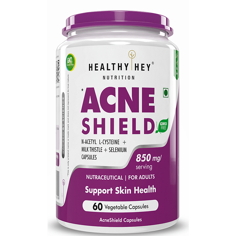 

HealthyHey Nutrition Acne Shield - 850mg per serving - 60 Vegetable Capsules