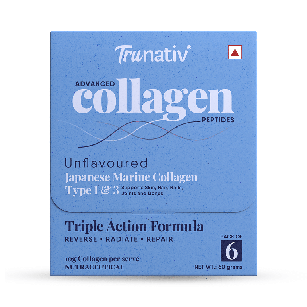 Trunativ Advanced Collagen Powder | Japanese Marine Collagen Type 1 and 3 | Collagen Supplements for Women and Men | Hydrolyzed Collagen Powder and Amino Acids | Supports Healthy Skin, Hair, Nails, Bone & Joint -(10g x 6 Sachets)