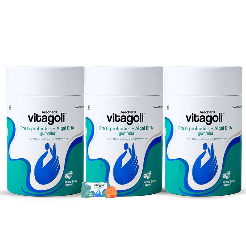 

Vitagoli Pre & Probiotics + Algal DHA Omega3 Vegan Gummies - Supports Digestive & Urinary Track Health with 4 Billion CFUs Bacillus Coagula...