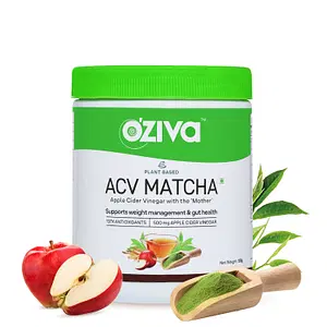 Oziva Plant Based Apple Cider Vinegar Matcha (Apple Cider Vinegar With Mother And Matcha Tea) For Weight Management, Metabolism & Gut Health | 50 Grams