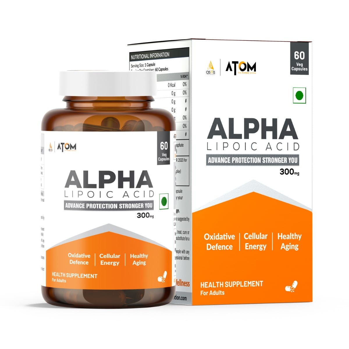

AS-IT-IS ATOM ALA (Alpha Lipoic Acid) 300mg I 60 Veg Capsules I Antioxidant Support for Overall Health I Health Supplement for Men & Women