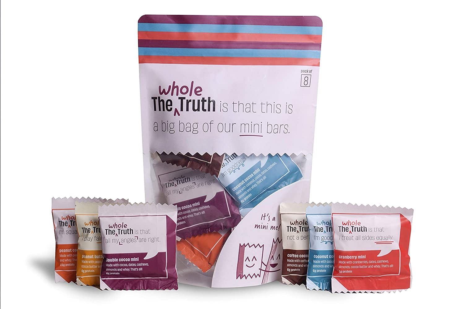 

The Whole Truth - Protein Bar Minis - The Everyone Party - All-in-One - Pack of 8-8 x 27g - No Added Sugar - All Natural