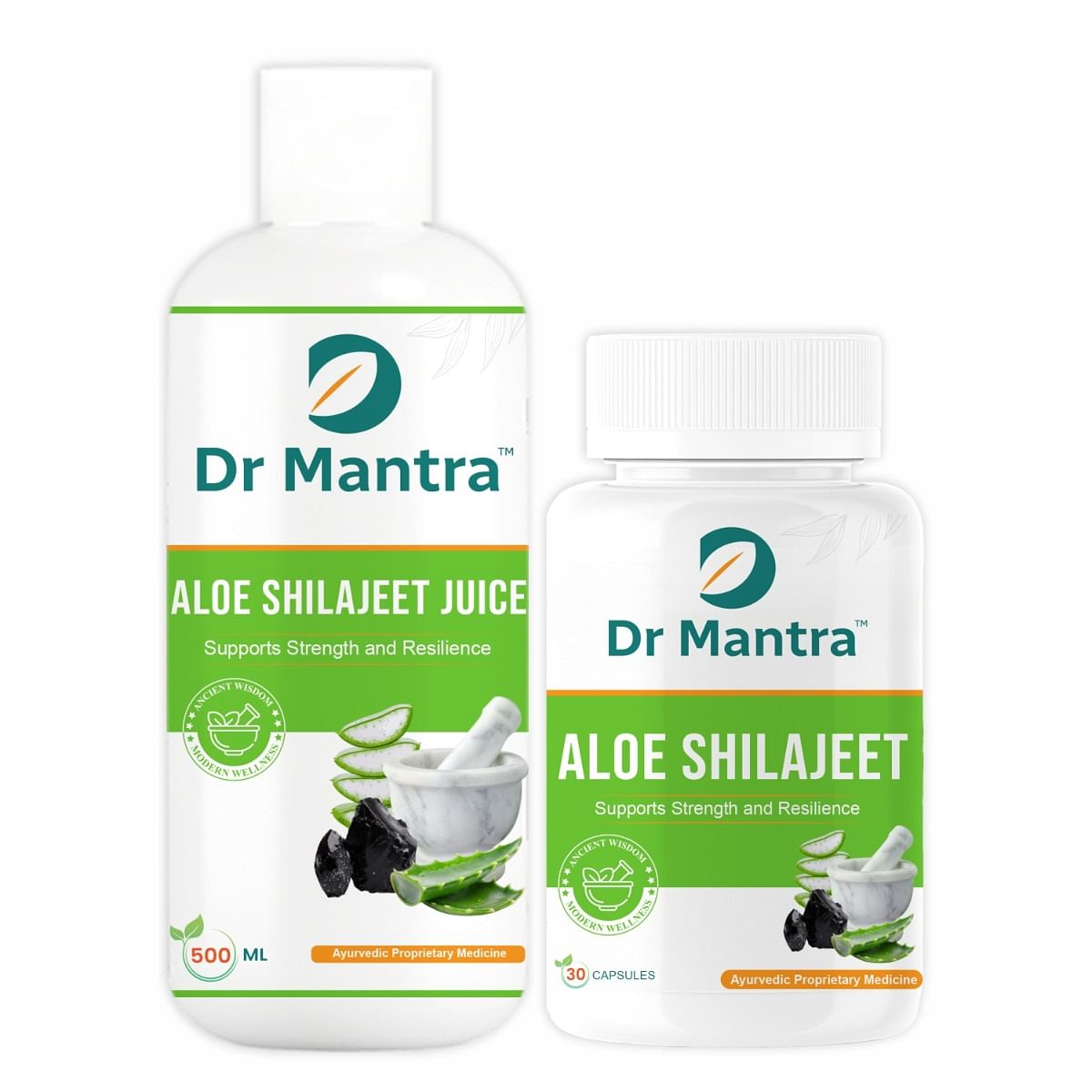 

Dr Mantra Aloevera Shilajit 30 Capsule & 500ml Juice With Natural & Ayurvedic Herbs