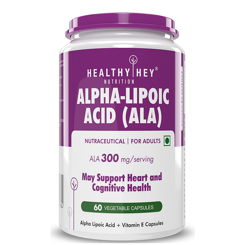 

HealthyHey Nutrition Alpha Lipoic Acid Gluten-free and Non GMO -ALA , 300 mg Per Serving (60 CAPSULES)