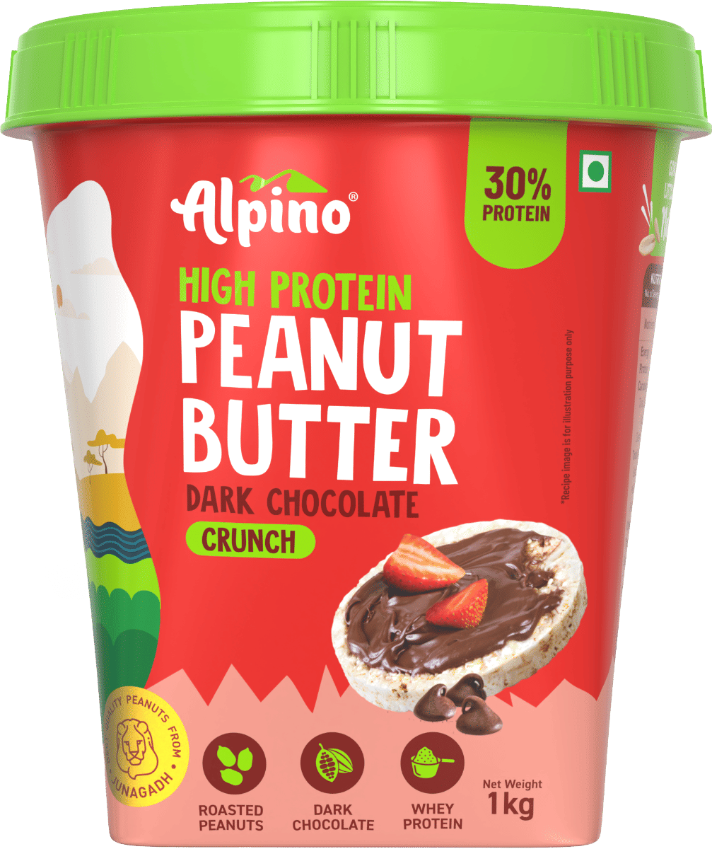ALPINO 30g High Protein Dark Chocolate Peanut Butter Crunch 1kg - Roasted Peanuts, Dark Chocolate, Protein Blend - Source of Healthy Fats & Dietary Fibre
