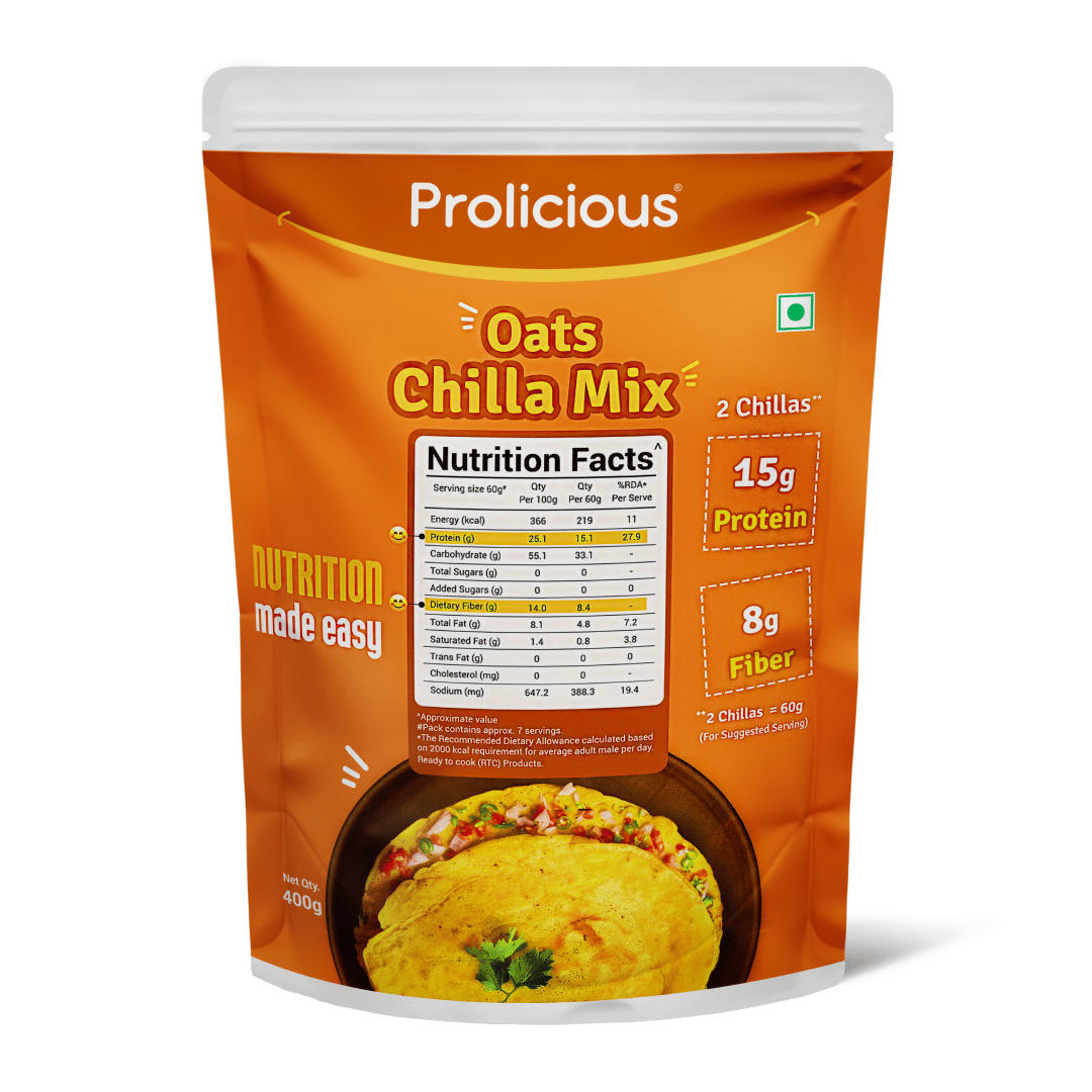 

Prolicious Oats Chilla Mix | Natural Proteins | Goodness of Oats | Ideal for Weight Management | 400g