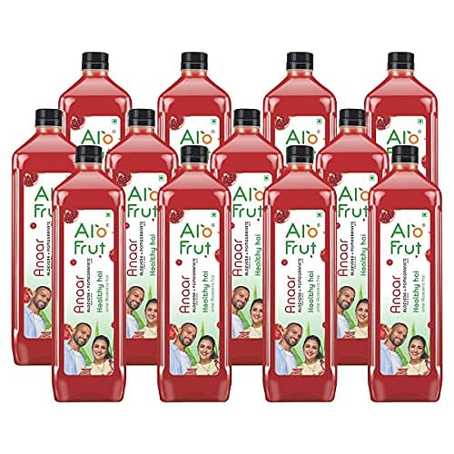 

Alo frut Anaar (Pomegranate) Fruit Drink with Tasty Aloevera Chunks & Juice| Goodness of Fresh Fruits and Aloevera | Ready-to-Serve Fruit Juice | P...