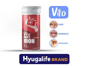 Vito Daily Iron - Fast Dissolve 19 mg Plant-Based Iron Flavoured Mints for Enhanced Energy, Hemoglobin, and Anemia Prevention