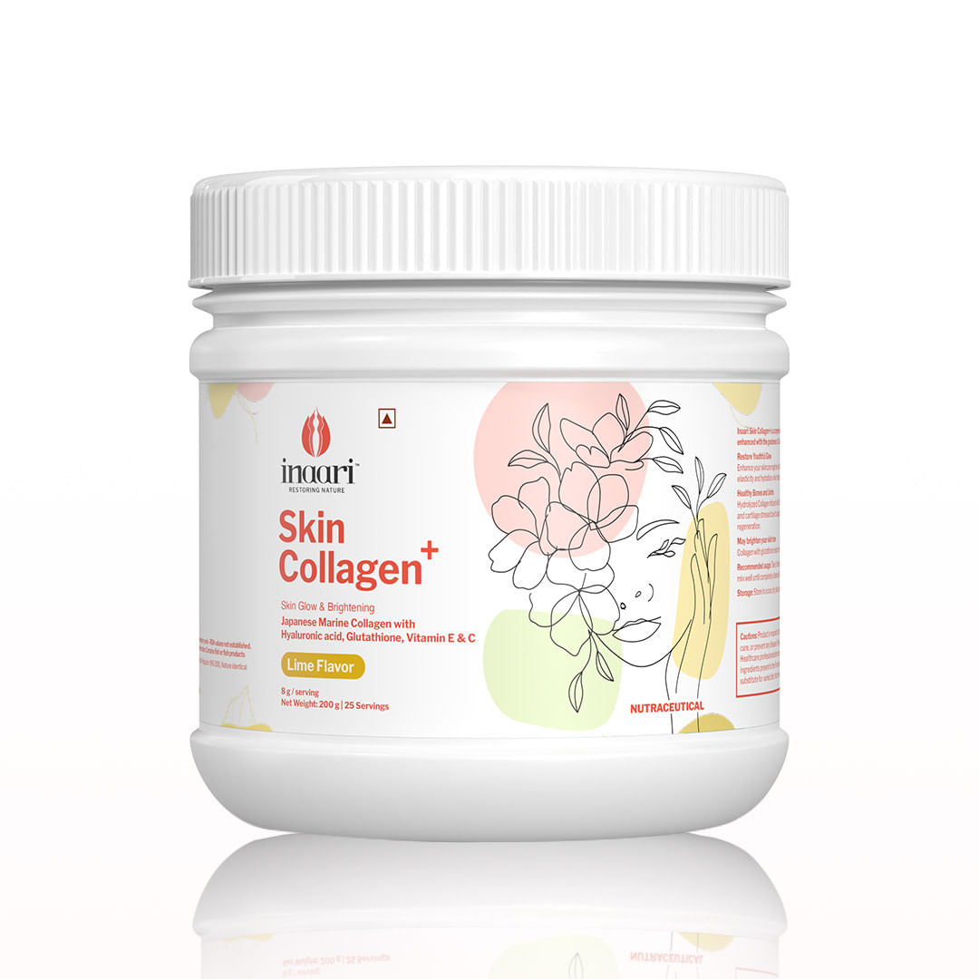 

Inaari Skin Collagen Plus Powder 200gm | Lime Flavour | 25 Serving | Glutathione | Vitamin C & E | Glowing Skin