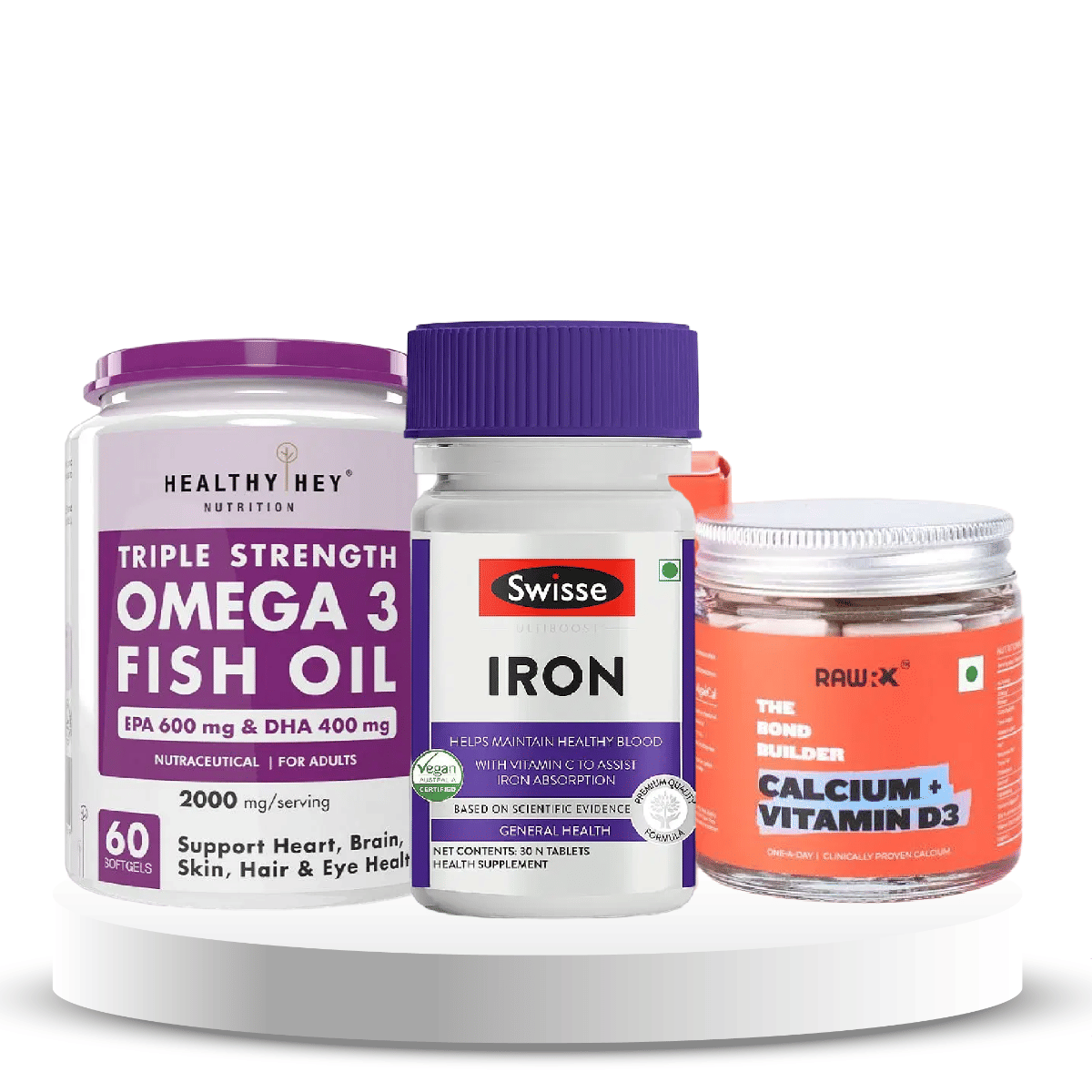 Essential Health Trio (Fish Oil, Iron, Ca & Vit D3)