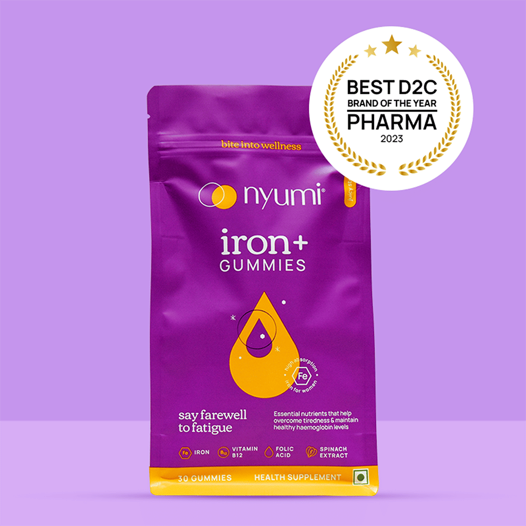 Nyumi Iron+ Gummies with Vitamin B12 and Folic Acid To Reduce Tiredness and Fight Anemia