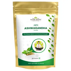 Vedikroots Pure Ashwagandha Powder – A Stress Relief Elixir For An Active Lifestyle(100 GM)