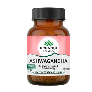 ORGANIC INDIA Ashwagandha Capsules || Anxiety & Stress Relief || Energy & Endurance || Immunity Booster - 60 Capsules