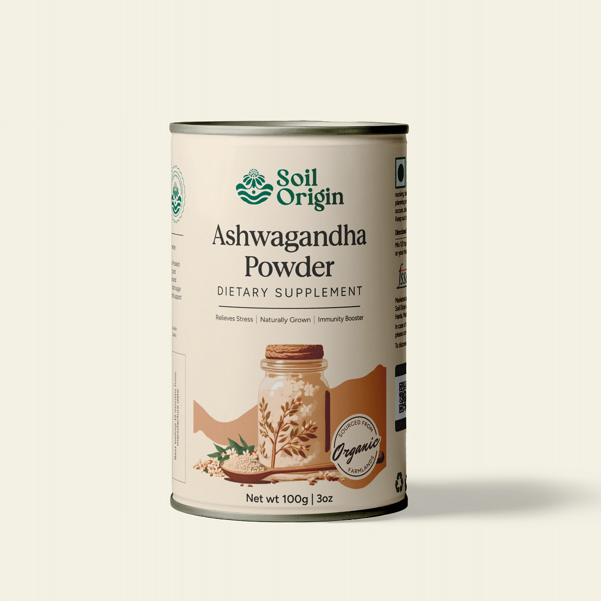 

Soil Origin Ashwagandha Powder | Stress Relief | Help Boost Stamina, Strength & Energy - 100 Gm