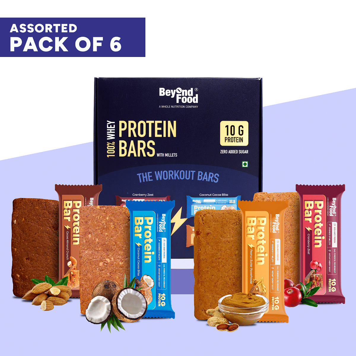 

Beyond Food Protein Bar - Assorted | Pack Of 6 | 6x40G