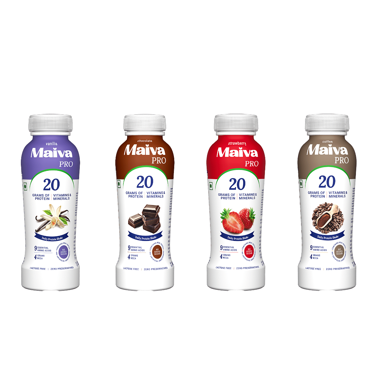 

Maiva Pro Plant Protein Shake | 20g Protein | 20 Vitamins & Minerals | Sweetened with Dates | All Essential Amino Acids | Vanilla, Strawberry, Choc...