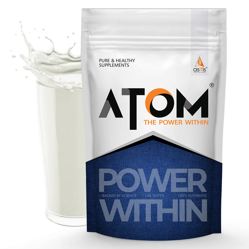 AS-IT-IS Nutrition ATOM PWR Raw Whey Protein with Enzyme I 25g Protein, 12g EAA I No Nonsense Fillers I Fast Absorption & Digestion I 1kg, Unflavoured