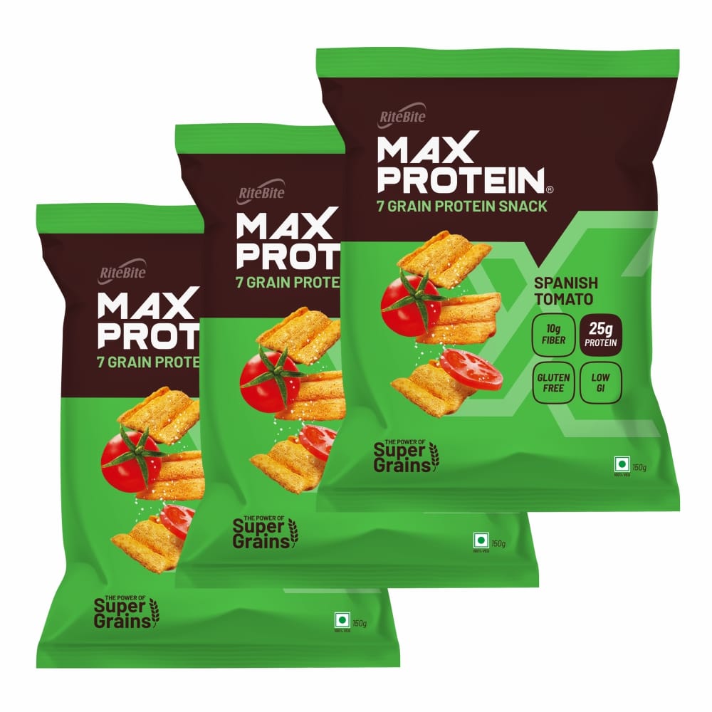 RiteBite Max Protein Spanish Tomato Protein Chips, Pack of 3 150 g