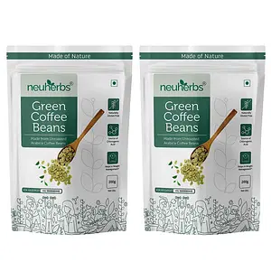 Neuherbs Unroasted Arabica Green Coffee Beans | With Chlorogenic Acid | For Weight Loss Management (200 gm Beans Pack of 2)