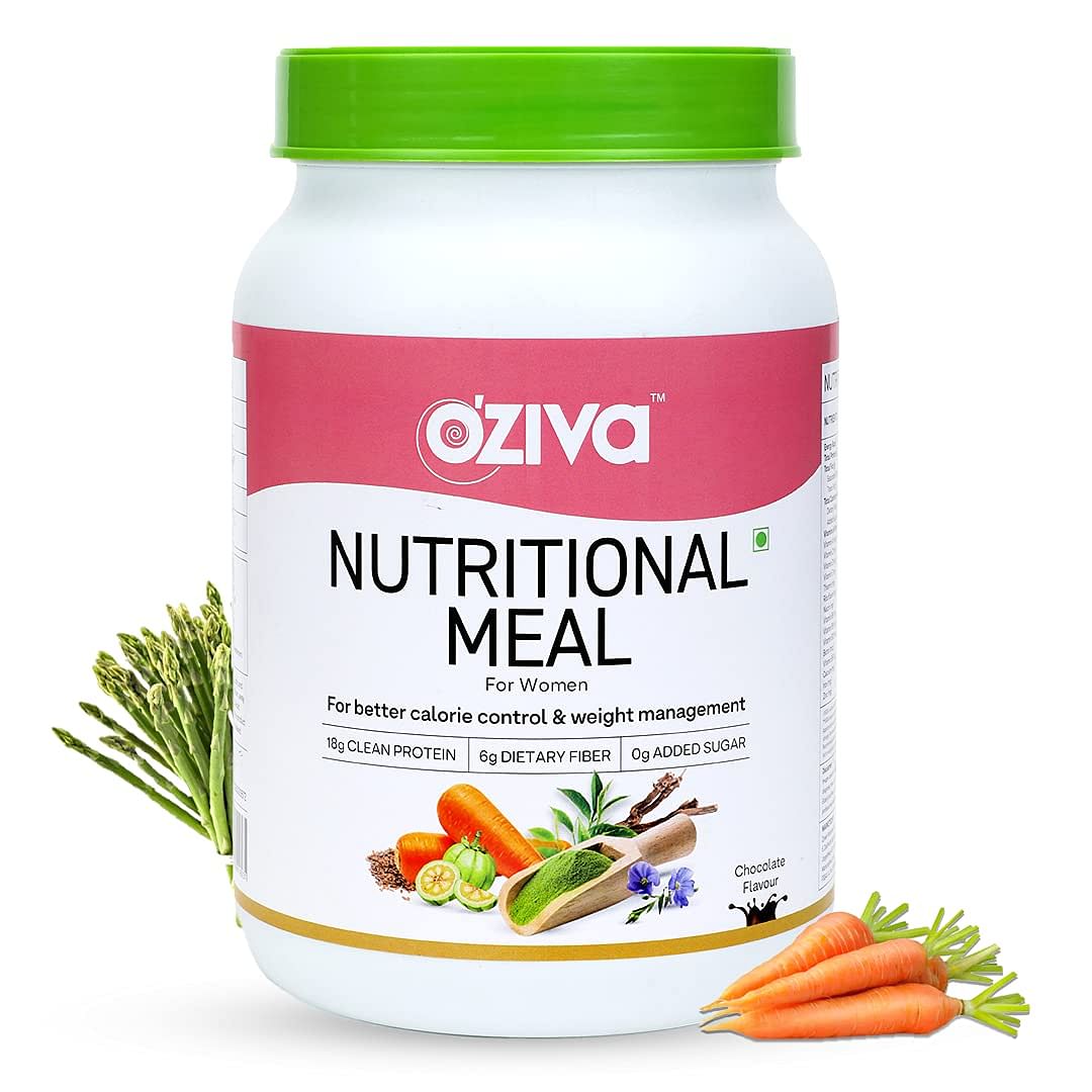 

OZiva Nutritional Meal for Women, chocolate 1kg | Meal Replacement for Weight Loss, Calorie Control, Better Energy & Metabolism | 18 g Protein, 6.4...