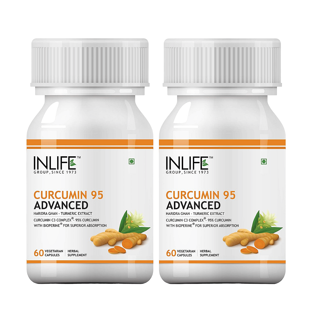 

INLIFE Curcumin C3 Complex (95% Curcuminoids) 500 mg Turmeric with BioPerine (Piperine) Extract Supplement 5 mg - 60 Vegetarian Capsules (Pack of 2)