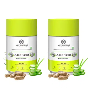 Aloe Vera 60 Capsules 800mg for Healthy Skin & Hair | Improves Digestion | Supports Cardiovascular Functions with Natural Extract of Pure Aloe Vera for Men & Women - Pack of 2
