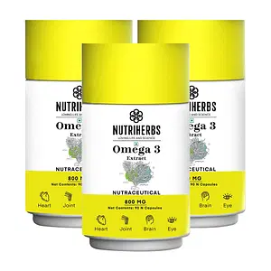 Nutriherbs Vegetarian Omega 3 EPA & DHA Rich Dietary Supplement For Men And Women - 800 Mg 90 Veg Capsules (Pack of 3)