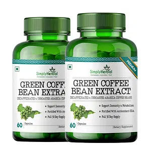 Simply Herbal Green Coffee Bean Extract Pure 800 Mg 100% Natural Weight Loss Supplement - 60 Capsules (Pack of 2)