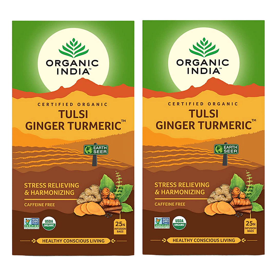 

ORGANIC INDIA Tulsi Ginger Turmeric 25 Tea Bags Pack of 2