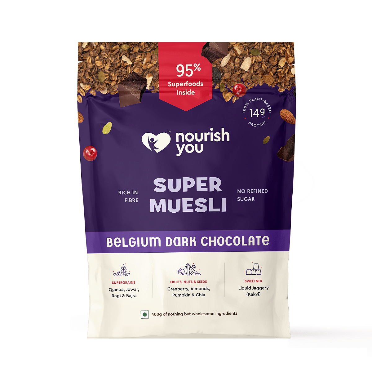 

Nourish You Super Muesli Belgium Dark Chocolate 400gm