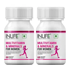 INLIFE Multivitamins & Minerals Antioxidants for Women Daily Formula Vitamins Supplement - 60 Capsules (Pack of 2)