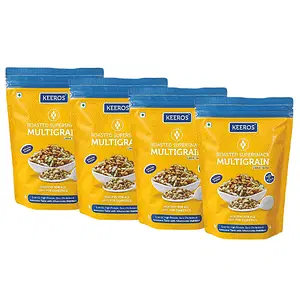 Keeros Multigrain Healthy & Diabetic Friendly Roasted Snacks | Low GI, Crispy, Tasty & Lightly Salted Mix of Pearl Millets & 5 supergrains | Diet Namkeen & Snacks for Weight Loss | Pack of 4x400g