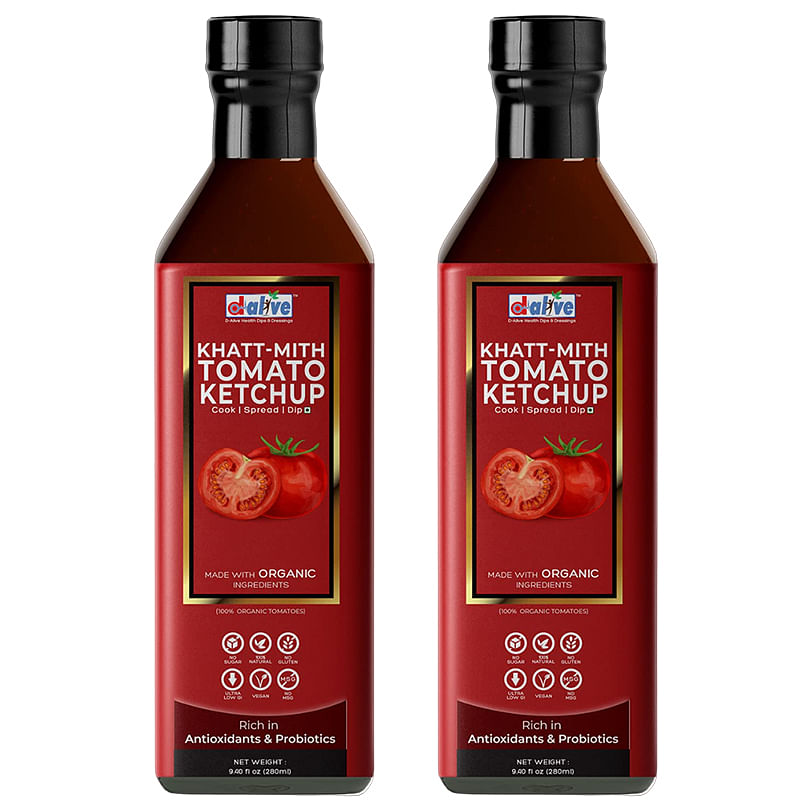 KhattMith Tomato Ketchup (280g x 2) (SugarFree, Organic, Low Carb