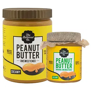The Butternut Co. 1 Kg Creamy & 200 gm Organic Unsweetened Peanut Butter - 1.2 Kg Combo Value Pack
