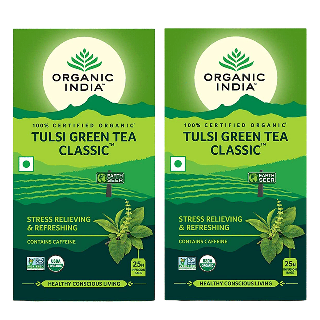 

Organic India Tulsi Green Tea Classic, 25 Infusion Bags (Pack of 2)