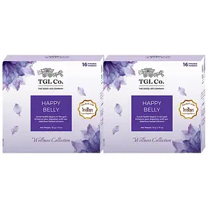 TGL Co. The Good Life Company Happy Belly Tisane Tea, 32 Tea Bags | Belly Soothing Herbal Tea with 11 Natural Herbs | Soothes Tummy & Aids Weight Loss | Herbal Infusion Tea | Herbal Tea