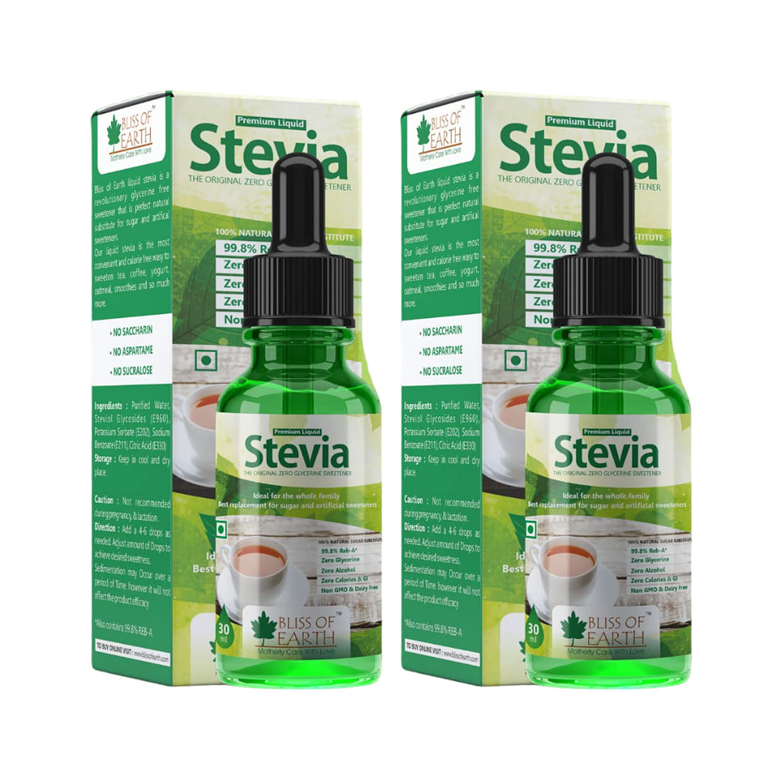 

Bliss of Earth 2X30ml Original 99.8% REB-A Stevia Liquid Drops, Zero Calorie Sweetener, Glycerin Free Keto Sugarfree Stevia…
