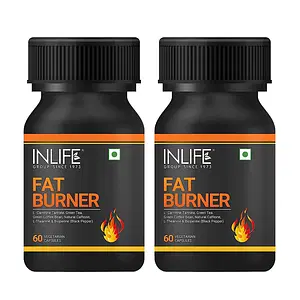 INLIFE Fat Burner with L-Carnitine, Green Tea, Green Coffee Bean, Natural Caffeine, L-Theanine, Bioperine Piperine Extract Weight Keto Supplement for Women Men - 60 Vegetarian Capsules (Pack of 2)