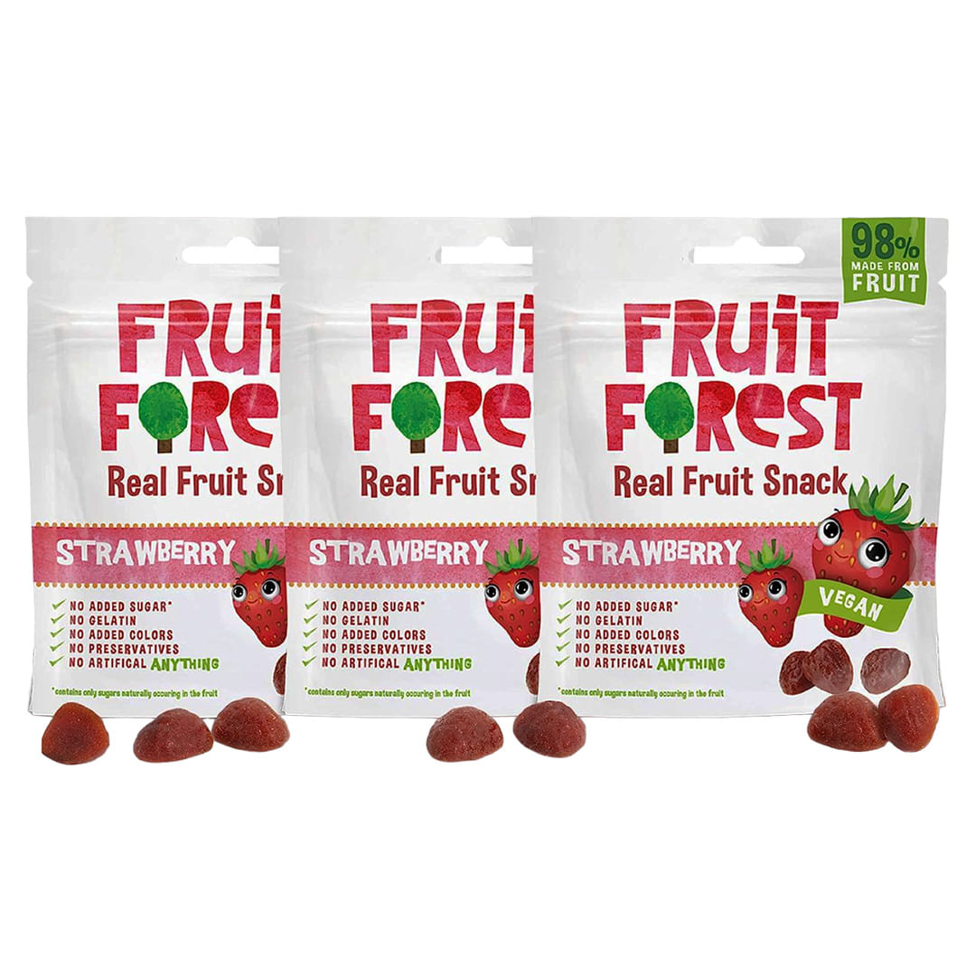 

Fruit Forest Real Fruit Gummy Strawberry Pack of 3 | Vegan | No Added Sugar | 100% Natural | for Kids & Adults | Gluten Free | Low Calorie Snack | ...