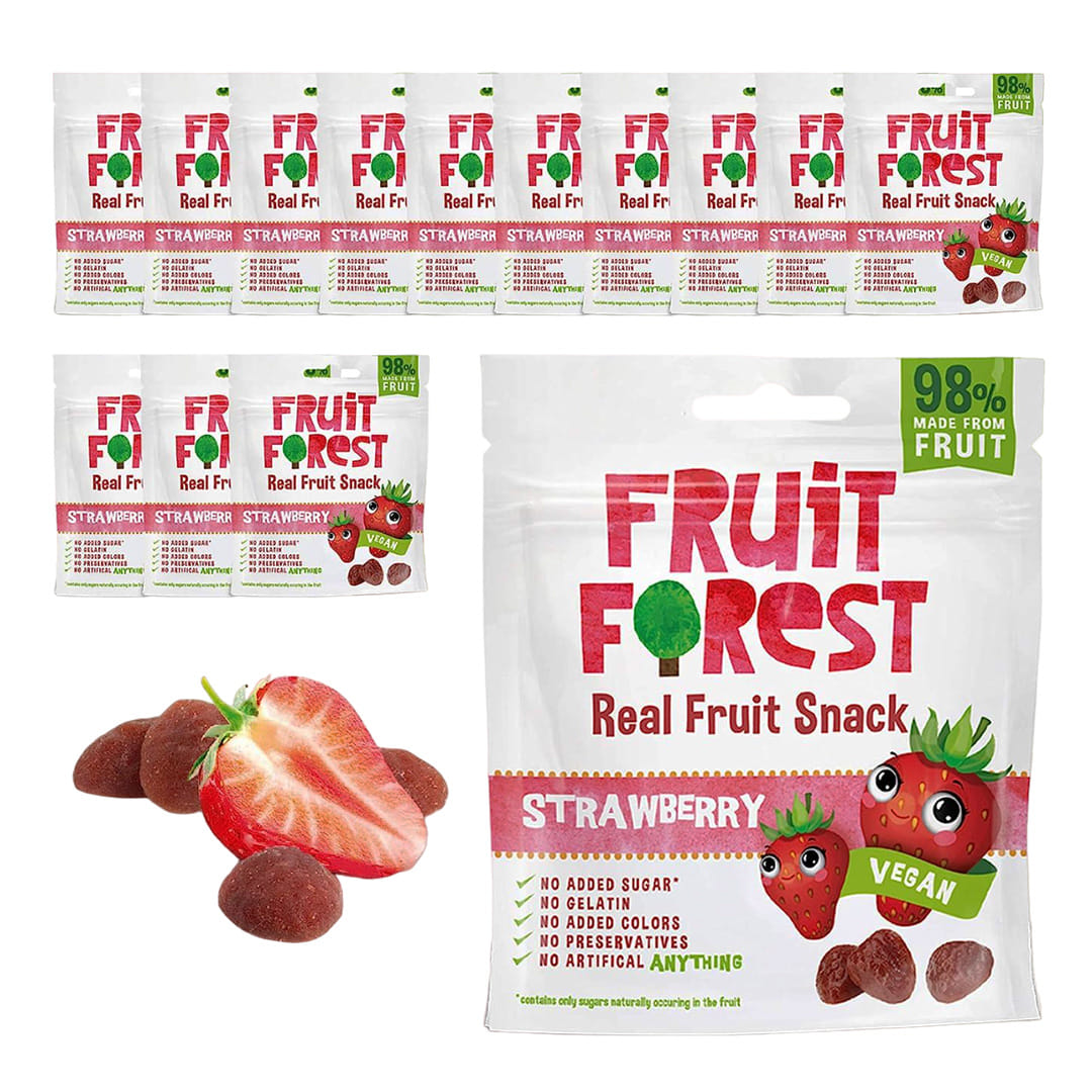 

Fruit Forest Real Fruit Gummy Party Pack of 14 | Vegan | No Added Sugar | 100% Natural | for Kids & Adults | Gluten Free | Low Calorie Snack | Stra...