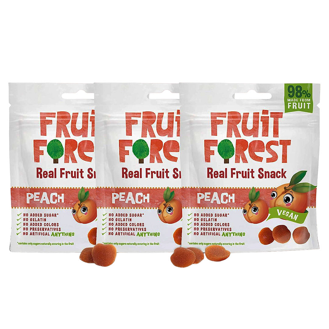 

Fruit Forest Real Fruit Gummy Peach Pack of 3 | Vegan | No Added Sugar | 100% Natural | for Kids & Adults | Gluten Free | Low Calorie Snack | Peach...