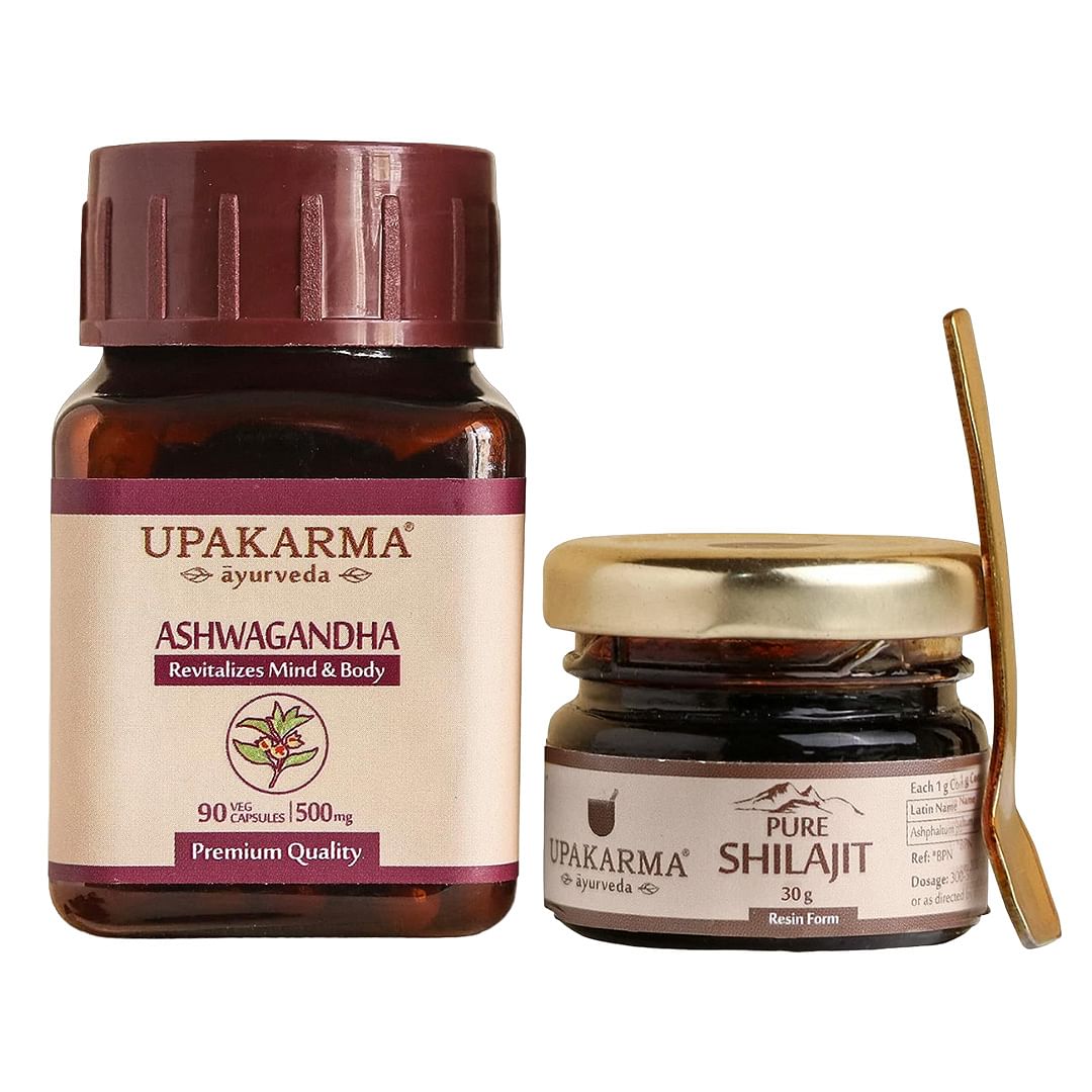 

UPAKARMA Combo Pack of 90 Ashwagandha Extract Capsules and 30g Shilajit/Shilajeet Resin MegaPack